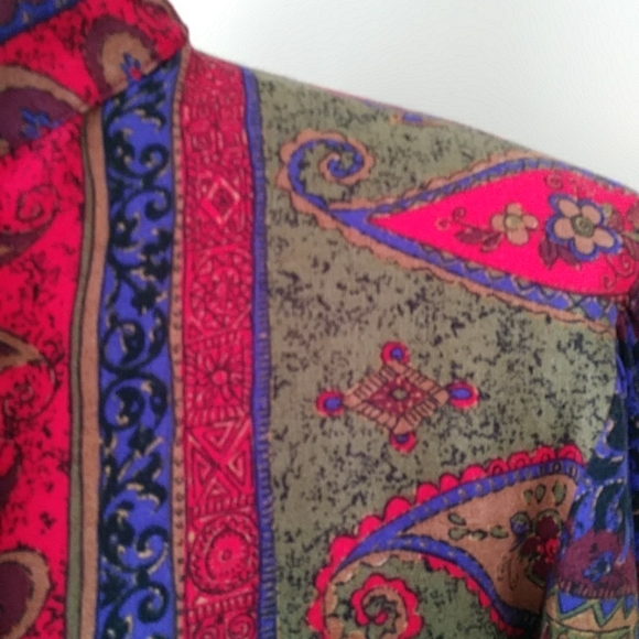 Vintge Robbie Sport Paisley Floral Blouse and Maxi Skirt Set 8  Red Blue - Picture 10 of 16